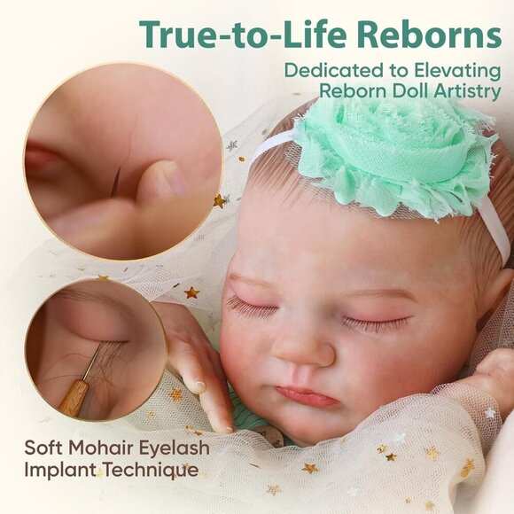 Realistic Reborn Baby Dolls - 18-Inch  Soft Weighted Cloth Body For Kids Age 3+ - Picture 9 of 9